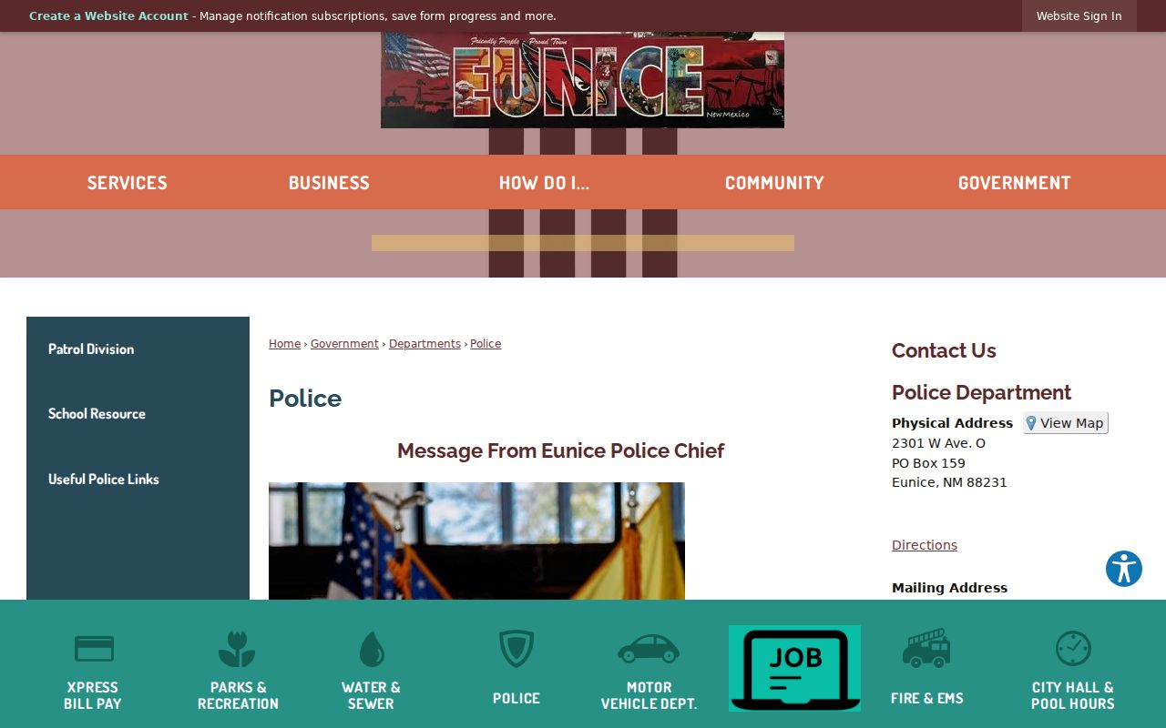 Eunice criminal records contact at Eunice Police Department