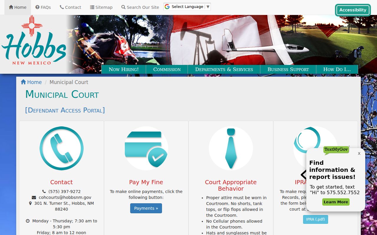 Hobbs criminal court records and municipal court information