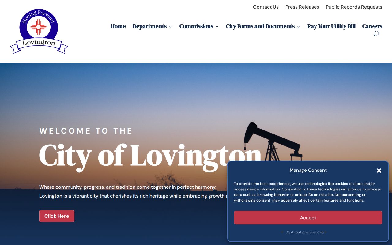 Lovington criminal records access through the official city homepage