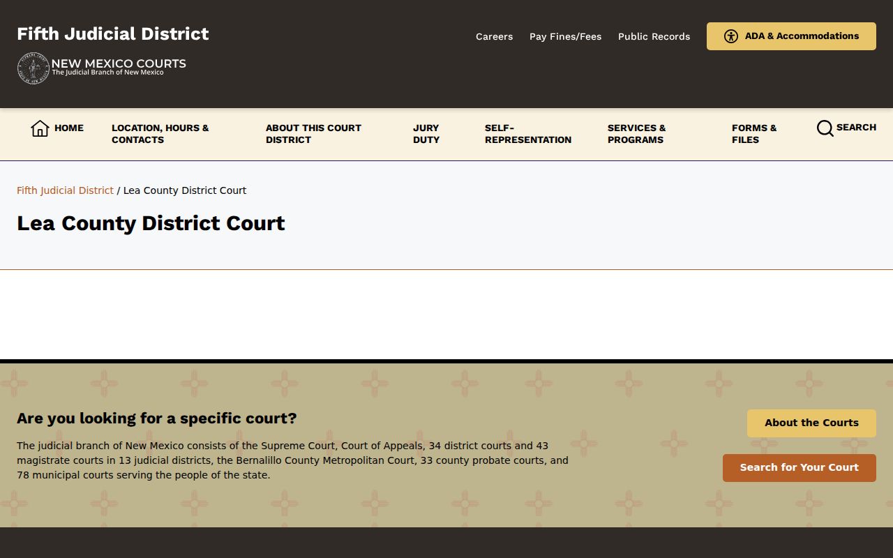 Lea County criminal record source at Fifth Judicial District Court